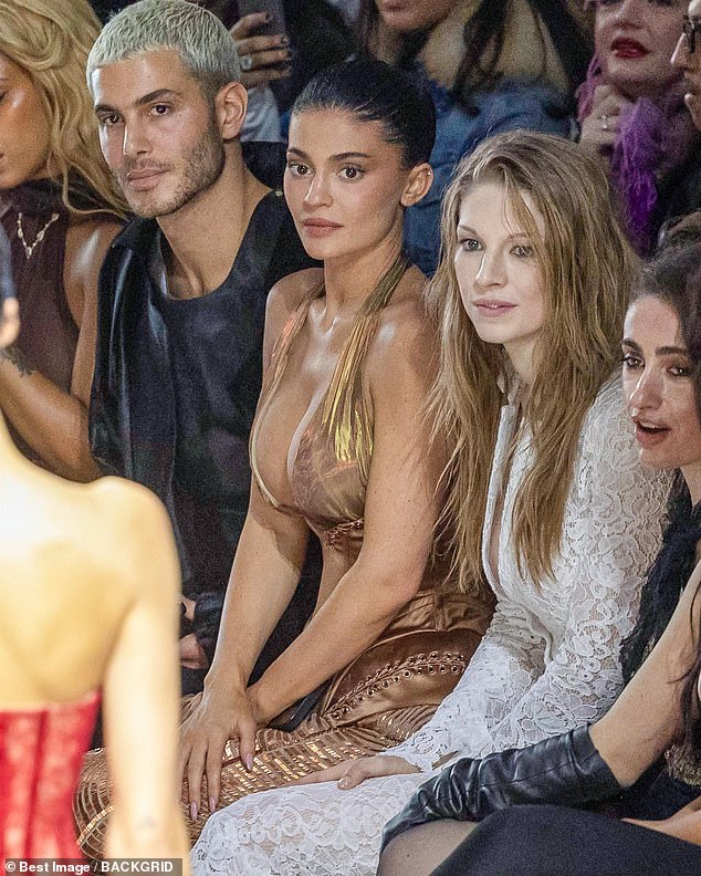 Kylie was simply glowing as she sat between Fai Khadra and Hunter Schafer on the front row