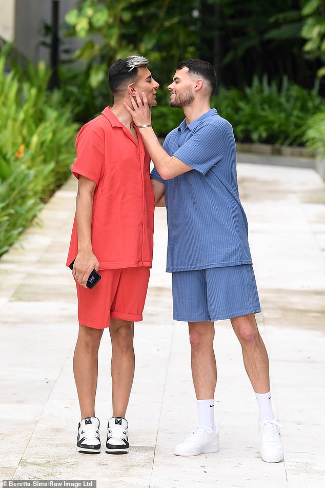 Junaid and Joe Blackman continued their affectionate display in Indonesia as they strolled through the grounds of the hotel