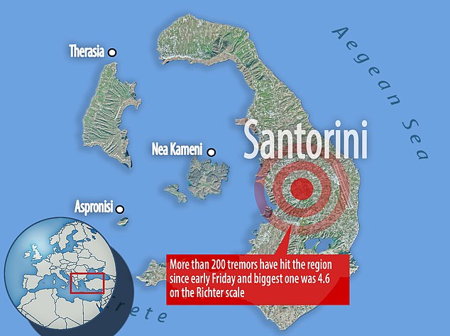 Since last Friday, hundreds of tremors have hit the Greek island of Santorini, with earthquakes triggering every 10 minutes during some periods