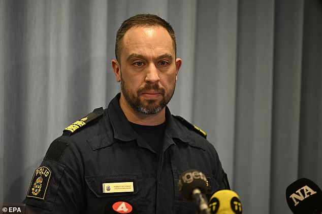 Roberto Eid Forest, head of the local police district, gives a press conference after a shooting at Risbergska School in Orebro, Sweden, 04 February 2025