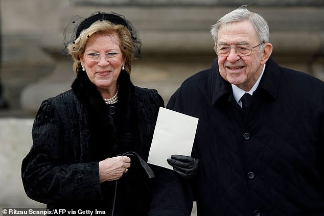 Pictured: King Constantine of Greece with his wife Queen Anne-Marie at the Prince Henrik of Denmark in 2018