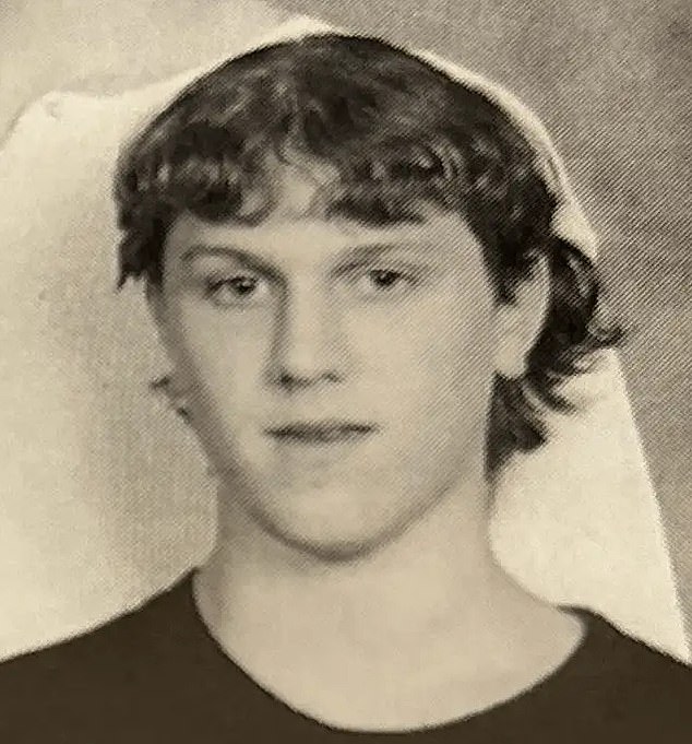 Andersson pictured in high school. He was described as a loner with an 'extreme social phobia'