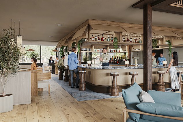 Jamie Christon, Chief Executive Officer of Chester Zoo, says: 'The Reserve is the perfect stay for anyone looking to experience luxury and wildlife up close while supporting our vital conservation work.' Above is The Reserve's bar