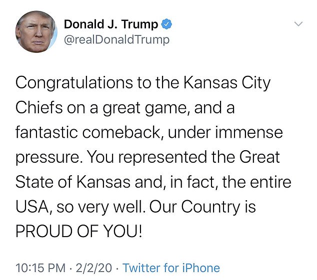 Trump has improved relations with the Chiefs since falsely stating they play in Kansas