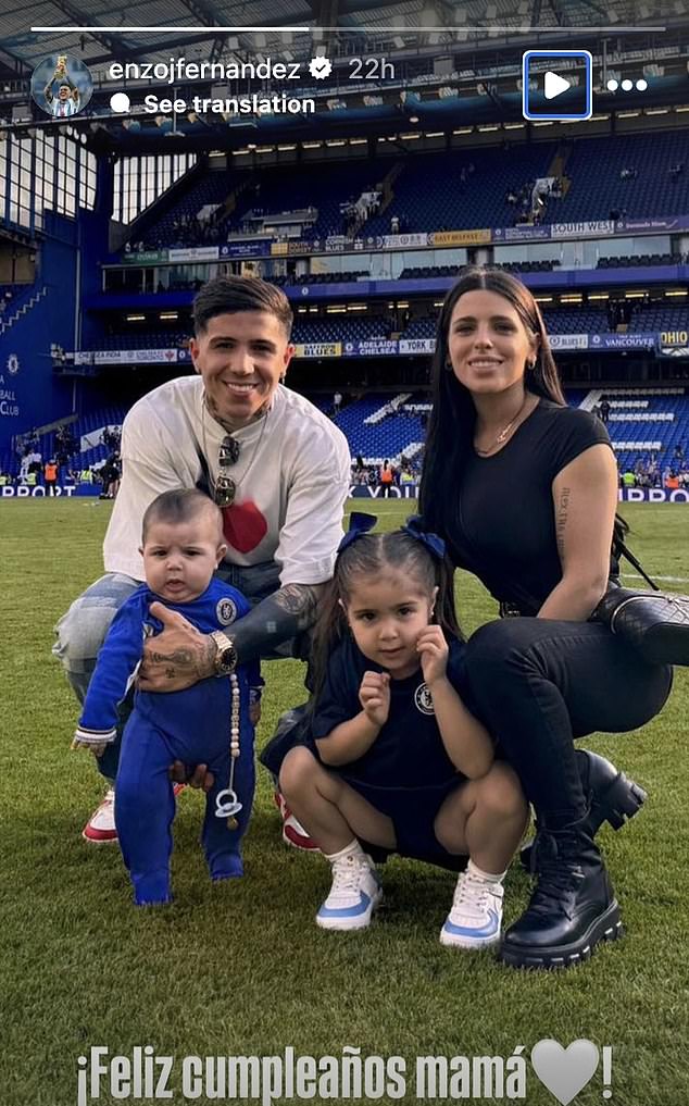 Enzo Fernandez wished the mother of his children Valentina Cervantes happy birthday on Instagram this week