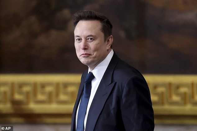 Elon Musk arrives before the 60th Presidential Inauguration in the Rotunda of the U.S. Capitol in Washington, DC.