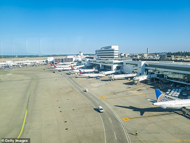 Pictured: A stock image of Sea-Tec Seattle Tacoma International Airport from the arrivals area