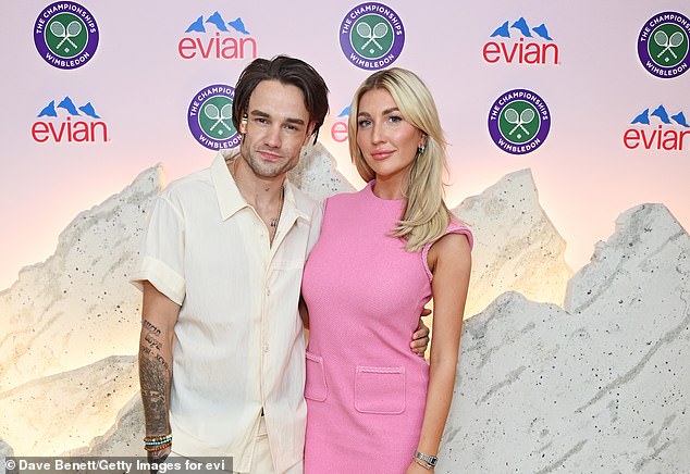 Liam Payne and Kate Cassidy pose in the evian VIP Suite At Wimbledon 2023 on July 12, 2023