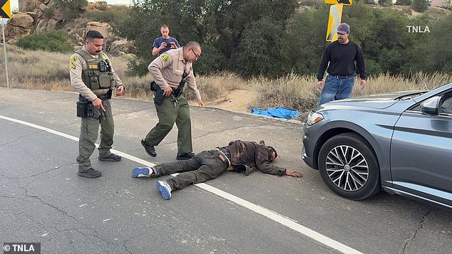 By the time Los Angeles County Sheriff's deputies arrived on the scene, Martinez was lying in a prone position to surrender himself to the authorities