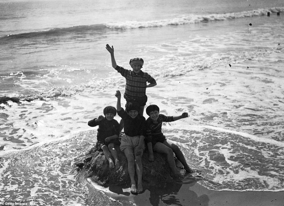 This picture shows children at Bognor Regis beach in 1920. This was a time of growing enthusiasm for seaside holidays. The  Victoria & Albert museum explains: 'Sunbathing [was] encouraged, and a suntan became a fashionable sign of wealth and leisure'