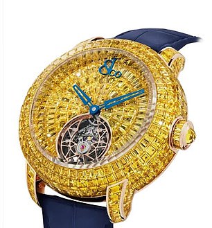 The 49-carat timepiece is encrusted with 338 brilliant-cut diamonds