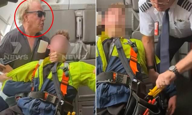 Watch the dramatic moment a Jetstar pilot and a hero passenger wrestle a teen allegedly