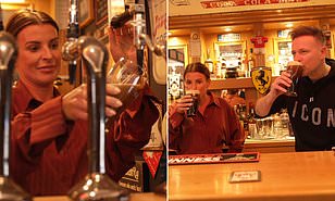 Get me in the Rovers! Coleen Rooney tries for a job on Corrie as she lends a hand behind a