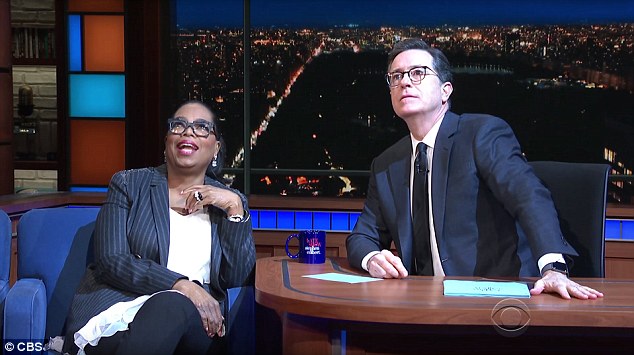 Give me a sign! Oprah Winfrey got a visit from 'God' on The Late Show with Stephen Colbert on Monday