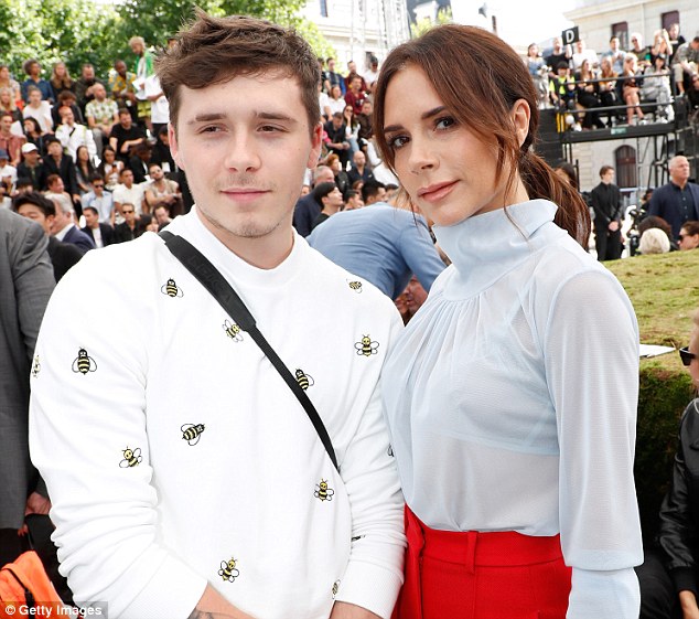 Victoria Beckham and her son Brooklyn Beckham seen together at Paris Fashion Week in June