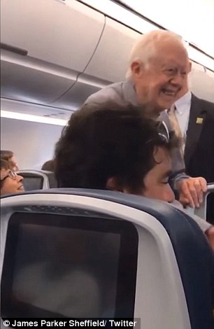 Fans called out to the former president 'You're my favorite president!' and 'I love you Jimmy Carter'