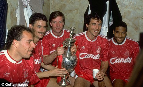 The glory days: Barnes (right) celebrates Liverpool's last League title in 1990