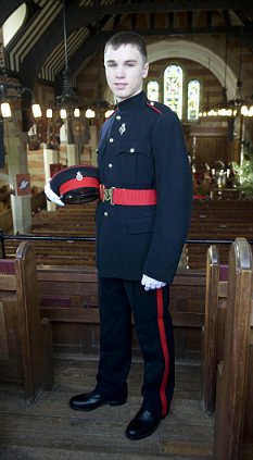 Present and correct: David Free, 13, became the first pupil from a non-military family to attend the £9,750-a-year school in its 200-year history