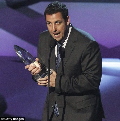 Gag man: During his acceptance speech Sandler explained how he had come to have a black eye with a joke