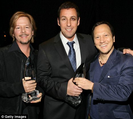 Winning team: Adam's Grown Up co-stars David Spade(l) and Rob Schneider(r) were in good spirits as they received the Favourite comedy gong for the film