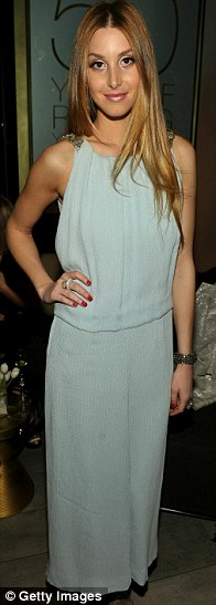 Stylish: Whitney Port made another good choice of outfit with a Grecian-looking gown in pale blue