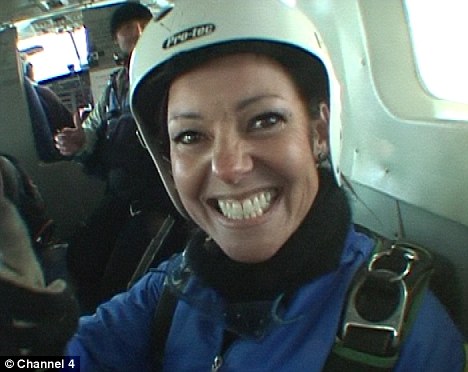 Before the drama: An excited Ruthie gets ready to jump out of the plane