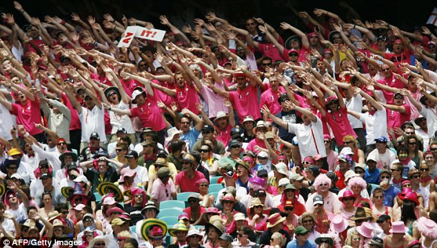 In the pink: England's Barmy Army show their support for the McGrath Foundation