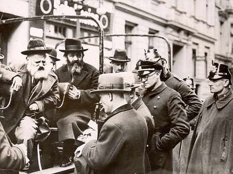 Warning: A leading rabbi has warned Jewish people in the state of Brandenburg, Germany, not to wear clothes that identify their religion. The rise in neo-Nazi attacks is a stark reminder of Nazi Germany (pictured right, in 1933)