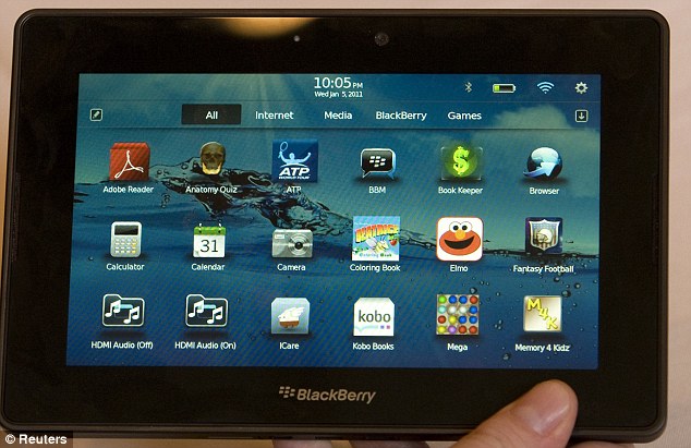 Fast software: The PlayBook allows for multi-tasking and features a rotating 'carousel' that shows all the programs that the device is running.