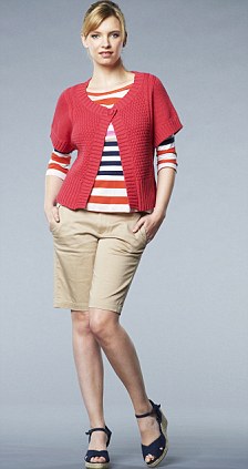 Shorts, £35, bananarepublic.co.uk. T-shirt, £7.99, hm.com. Cardigan, £60, Dickins & Jones at houseoffraser.co.uk. Shoes, £14.99, newlook.com