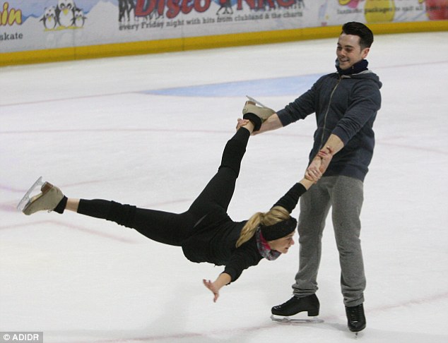 Starry-eyed: The 25-year-old can be seen swinging Maria around during rehearsals