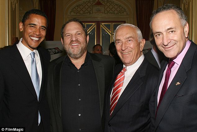 Democrat: Weinstein- seen in 2006 with President Obama, the late Senator Frank Lautenberg, and Senator chuck Schumer- held a fundraiser for President Obama in 2012