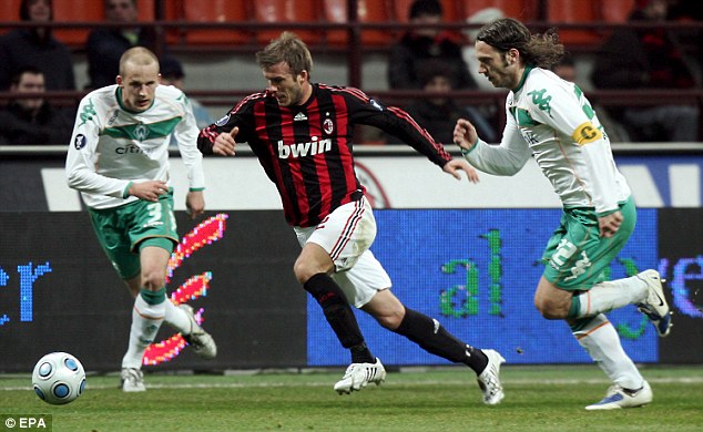 Italian job: Beckham had two spells at AC Milan on loan from LA Galaxy