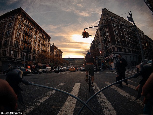 Morning: Sklyarov has been documenting his morning commute from the seat of his road bike