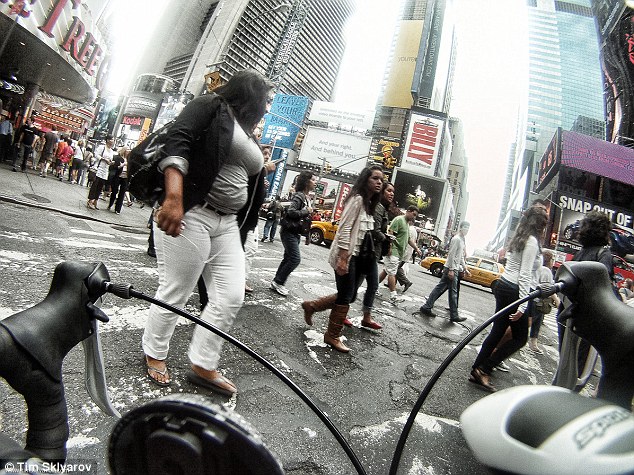 Times Square: Sklyarov fights the crowds to get this look at one of New York's most famous landmarks