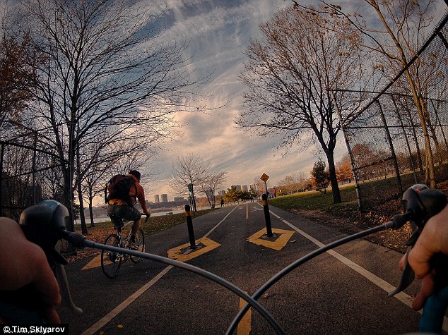 Bike lanes: A bicycle allows Sklyarov to go places not accessible by car, like the city's dozens of beautiful parks