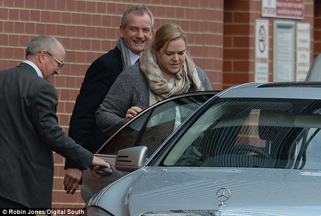 Thrust into the limelight: Katharina Liebherr was pictured leaving Southampton's St Mary's Stadium on Thursday