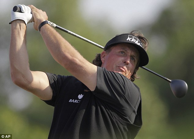 Burst: Phil Mickelson charged into contention at the Abu Dhabi Championship with a brilliant round