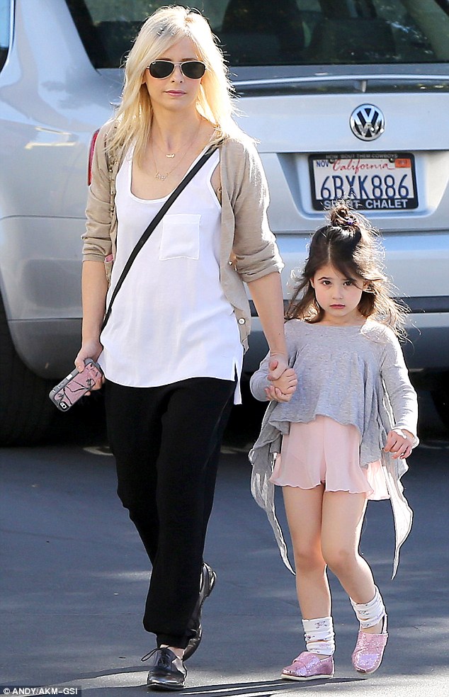 No smiles today: Sarah Michelle Gellar's little Charlotte didn't look terribly happy to be going to her usual Saturday ballet class in Sherman Oaks, California