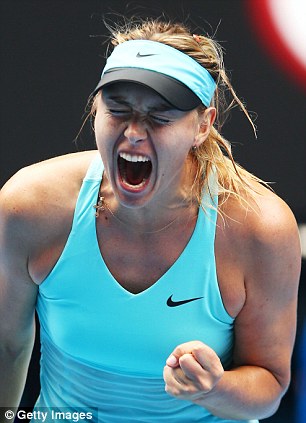 Elation: Sharapova pumps her fist away winning another grueling rally