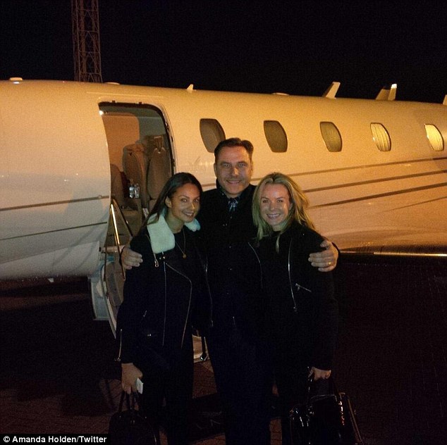 This is the life! Alesha Dixon, David Walliams and Amanda Holden board Simon Cowell's private jet