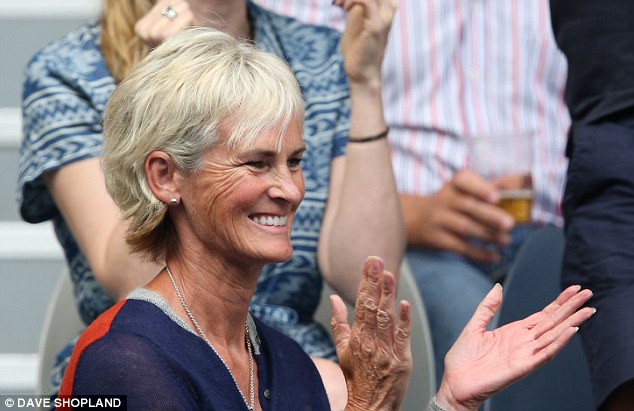 Straight sets: Judy Murray shows her appreciation of her son's quick work