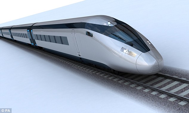 Sleek: The potential HS2 train design. The £50billion project faces opposition from residents and environmental groups