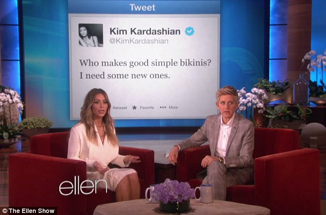 Chit-chat: Kim Kardashian went on set of The Ellen DeGeneres Show on Thursday to chat with the lovable talk show host about her life, impending marriage to Kanye and their baby North