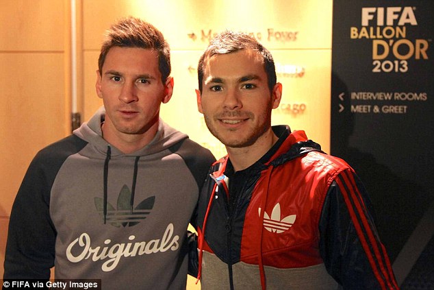 Best in the world: Grannec meets his idol Lionel Messi a the Ballon d'Or (above) and the virtual incarnation of the Barcelona superstar (below)