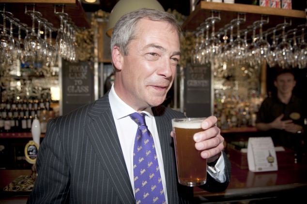 Despite his ale-swilling image, data suggests that right-wing voters in the UK - such as UKIP party leader Nigel Farage - are less likely to drink than their more liberal counterparts