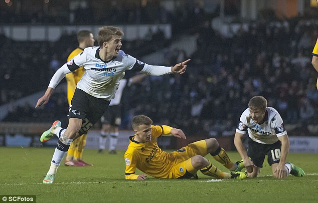 Winner: On-loan Chelsea striker Patrick Bamford celebrates after scoring the winner against Brighton