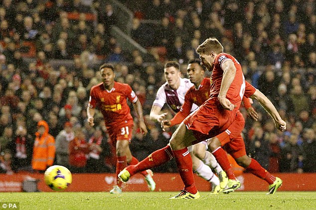 From the spot: Steven Gerrard converted the penalty to make it 2-2