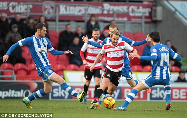 Threatening: James Coppinger caused the Wigan defence problem from the outset at Keepmoat Stadium