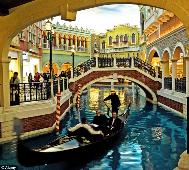 Intricate fakery: The spectacular casino, the world's biggest, even boasts its own 'Little Venice' waterway feature